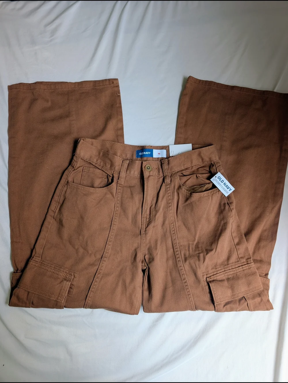 NWT Old Navy Brown Twill Wide-Leg Cargo Pants - Girls